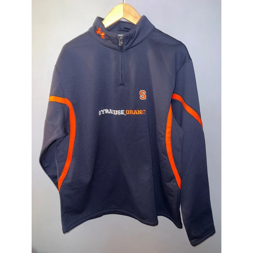 Under Armour Syracuse Orange Quarter Zip Pullover Navy Blue Mens Large LG